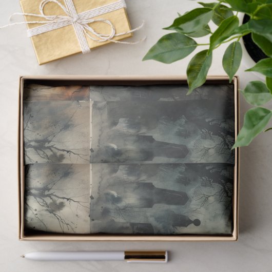 gotische begraafplaats decoupage tissuepapier (Geschenk)