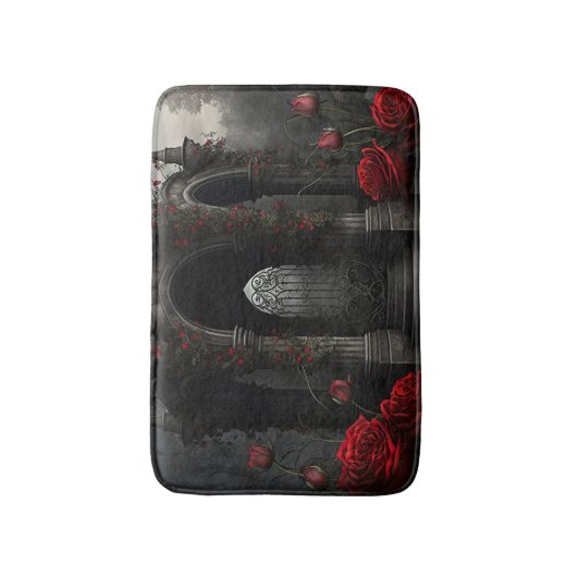 Gotische begraafplaats Gazebo met rode rozen bij n Badmat (Voorkant Verticaal)