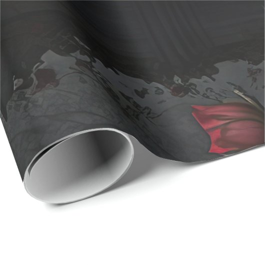 Gotische begraafplaats Gazebo met rode rozen bij n Cadeaupapier (Rol Hoek)