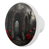 Gotische begraafplaats Gazebo met rode rozen bij n Keramische Knop (Rechts)