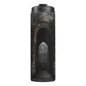 Gotische begraafplaats Gazebo met rode rozen bij n Thermosbeker (Voorkant)