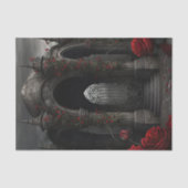 Gotische begraafplaats Gazebo met rode rozen bij n Tissuepapier (Voorkant)