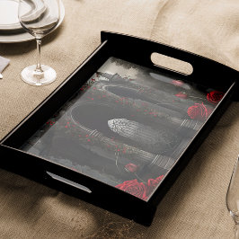 Gotische begraafplaats Gazebo met rode rozen bij n Tissuepapier