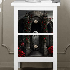 Gotische begraafplaats Gazebo met rode rozen bij n Tissuepapier