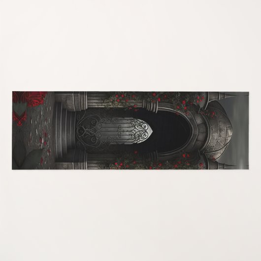 Gotische begraafplaats Gazebo met rode rozen bij n Yogamat (Voorkant (horizontaal))