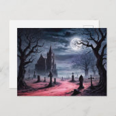 Gotische begraafplaats onder volle maan briefkaart (Voorkant / Achterkant)