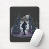 Gotische begraafplaats poort silhouet muismat (Met muis)