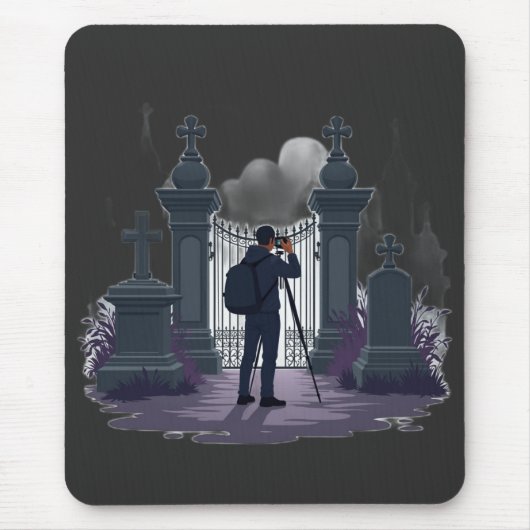 Gotische begraafplaats poort silhouet muismat (Voorkant)