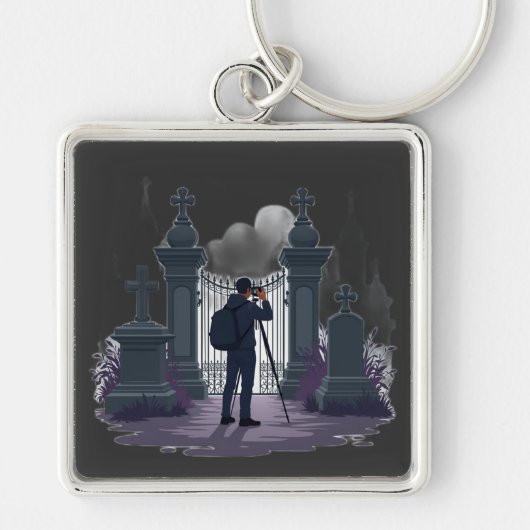 Gotische begraafplaats poort silhouet sleutelhanger (Voorkant)