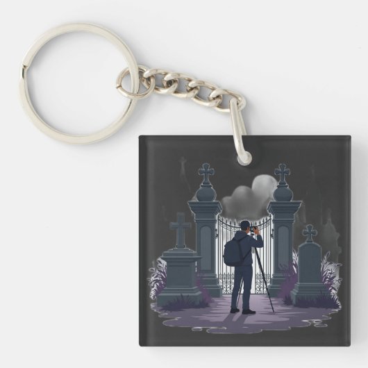 Gotische begraafplaats poort silhouet sleutelhanger (Voorkant)