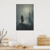 Gotische Begraafplaats Printbare Kunst Donkere Aca Poster (Keuken)