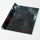 Gotische begraafplaats rozentuin cadeaupapier (Uitgerold)