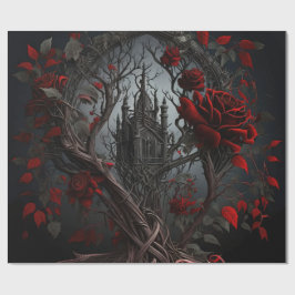Gotische begraafplaats rozentuin cadeaupapier