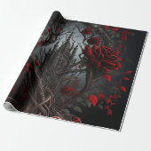 Gotische begraafplaats rozentuin cadeaupapier (Uitgerold)