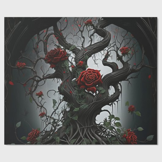 Gotische begraafplaats rozentuin cadeaupapier (Vlak)