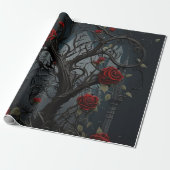 Gotische begraafplaats rozentuin cadeaupapier (Uitgerold)