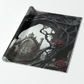 Gotische begraafplaats rozentuin cadeaupapier (Uitgerold)