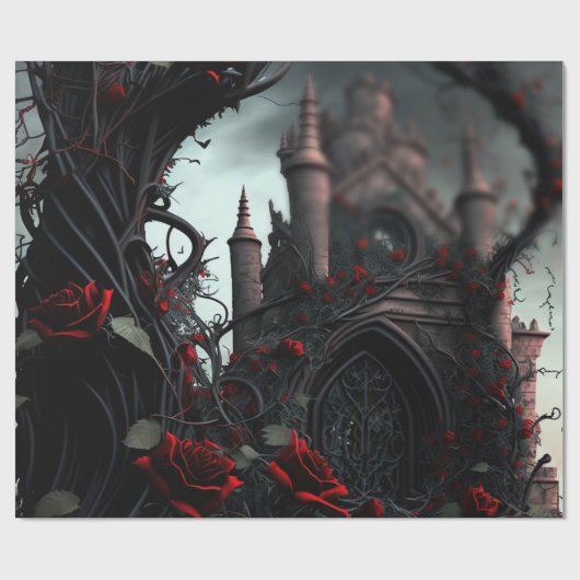 Gotische begraafplaats rozentuin cadeaupapier (Vlak)