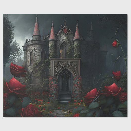 Gotische begraafplaats rozentuin cadeaupapier (Vlak)