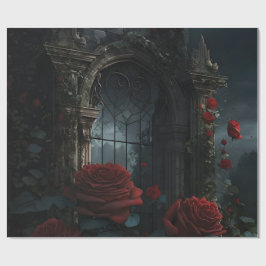 Gotische begraafplaats rozentuin cadeaupapier