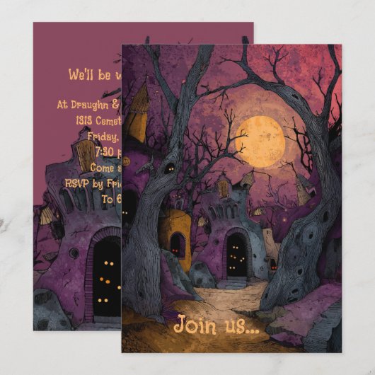 Gotische begraafplaats Tim Burton-geïnspireerde ui Kaart (Voorkant / Achterkant)