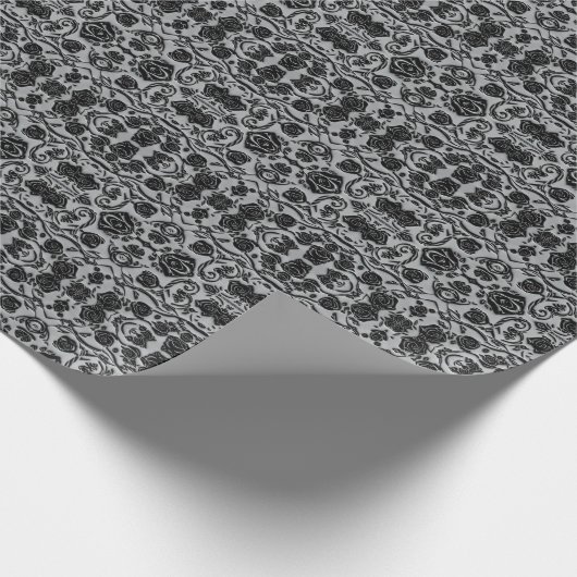 Gotische begraafplaats zwart Rozen Pattern Cadeaupapier (Hoek)