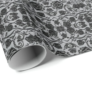 Gotische begraafplaats zwart Rozen Pattern Cadeaupapier