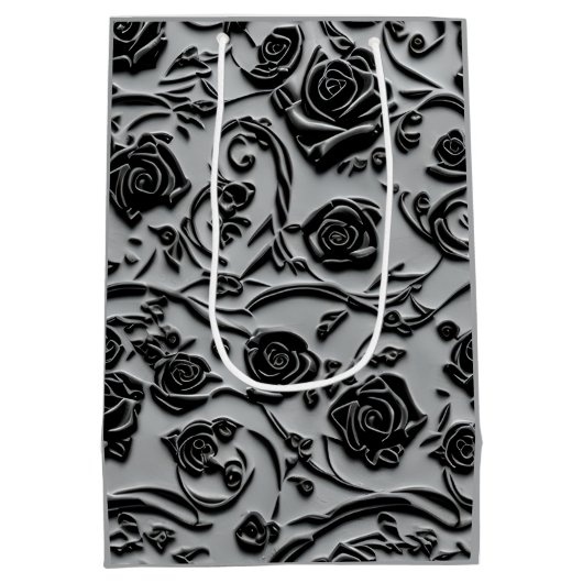 Gotische begraafplaats zwart Rozen Pattern Medium Cadeauzakje (Achterkant)