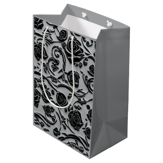 Gotische begraafplaats zwart Rozen Pattern Medium Cadeauzakje (Achterkant Gekanteld)