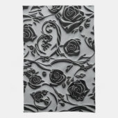 Gotische begraafplaats zwart Rozen Pattern Theedoek (Verticaal)