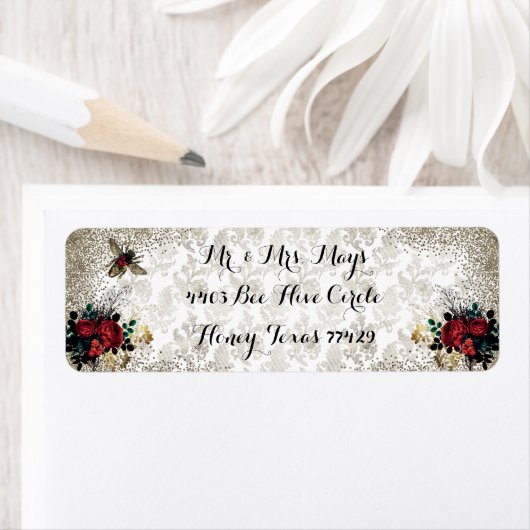 Gotische bij & Rozen Etiket (Insitu)