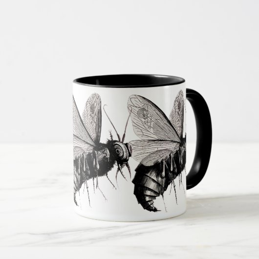 Gotische bijen schedel vleugels mok (Voorkant rechts)