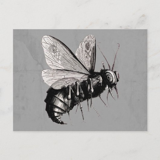 Gotische bijenschedel vleugels briefkaart (Voorkant)