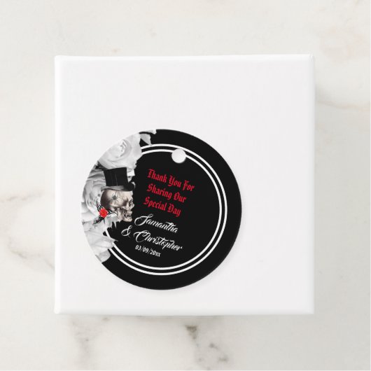 Gotische, biker, of rock dank u bruiloft bedankjes labels (In situ)