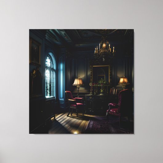 Gotische binnenkant herenhuis Antieke Canvas Afdruk (Voorkant)