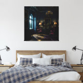 Gotische binnenkant herenhuis Antieke Canvas Afdruk (Insitu (Slaapkamer))