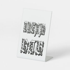gotische blackletter-typografie reclamebord met voetstuk