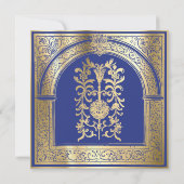 Gotische Blau Goud Middeleeuwse Trouwdag Save The Date (Achterkant)