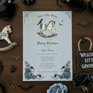 Gotische Blau Schommelpaard Slaap Kindje Baby Show Kaart