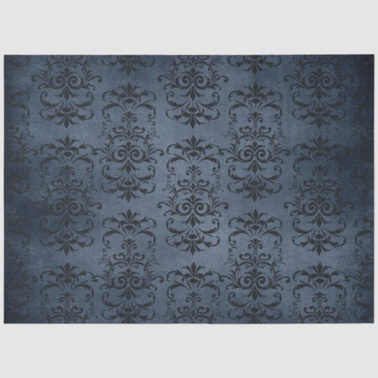 Gotische Blauwe Damast Serie Ontwerp 11 Tissuepapier (Voorkant)