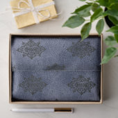 Gotische Blauwe Damast Serie Ontwerp 12 Tissuepapier (Geschenk)