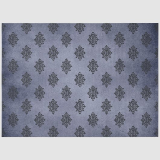 Gotische Blauwe Damast Serie Ontwerp 12 Tissuepapier (Voorkant)