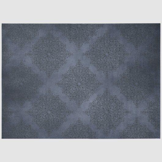 Gotische Blauwe Damast Serie Ontwerp 5 Tissuepapier (Voorkant)