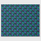 Gotische Blauwe en Paarse Rozen Cadeaupapier (Vlak)