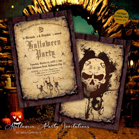 Gotische Bloddy Scull Halloween Party Kaart