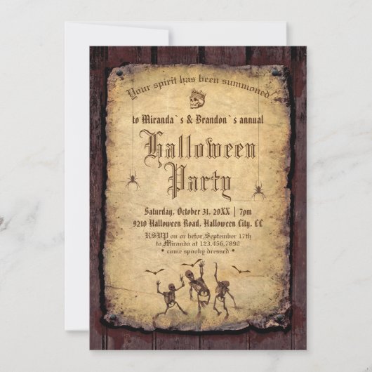 Gotische Bloddy Scull Halloween Party Kaart (Voorkant)