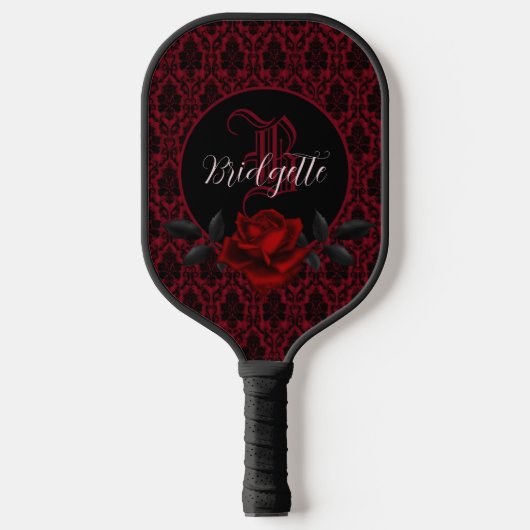 Gotische Bloederige Roos Monogram Pickleball Paddle (Voorkant)