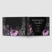 Gotische Bloem Bruiloft Paarse Gastenboek (Volledig)