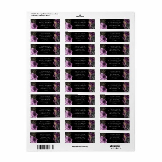 Gotische Bloem Bruiloft Retouradres Label (Full Sheet)