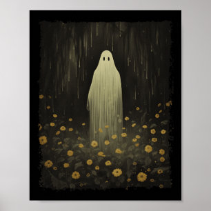 Gotische bloem geest in het bos Halloween Spooky Poster